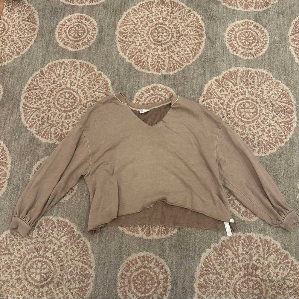Urban Outfitters Taupe V-Neck Sweatshirt Shirt